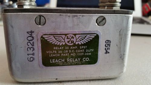 NOS Military Surplus Leach Relay 25 Amp SPST 24-28 VDC #1227-20M