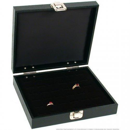 36 Slot Black Ring Display Travel Jewelry Hinged Case