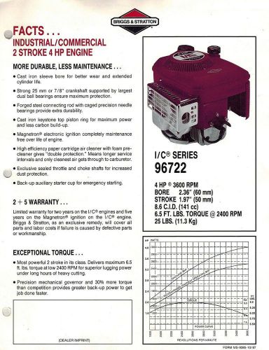 BRIGGS/ STRATTON 4 HP  ENGINE SPECS. BROCHURE