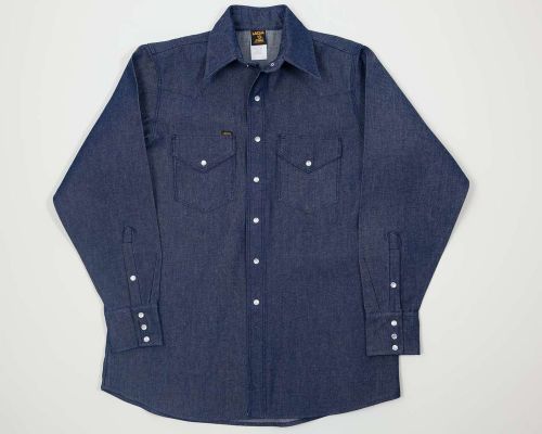 Lapco FR DS-22-M Heavy-Duty Welder&#039;s Shirts, 100% Cotton, 10 oz, 22 Med. Denim