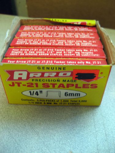 New 5-pak 1/4&#034; arrow jt-21 light duty staples, total of 5,000 staples w/warranty for sale