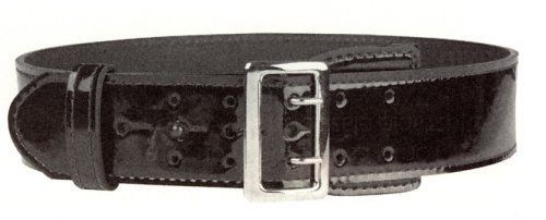 Hi High Gloss Police Garrison Sam Duty Belt 2-1/4&#034; Nickel Buckle, Size 48&#034;