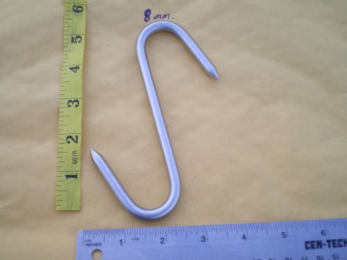 10 EXTRA HEAVY DUTY S. STEEL MEAT/POULTRY S HOOKS, 5&#034; X 8MM. W/2-1/4&#034; HOOK ENDS