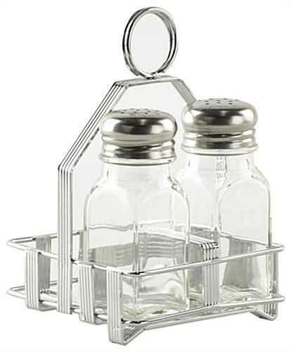 Salt and pepper caddy set, kit of 12 racks- silver 19700 for sale