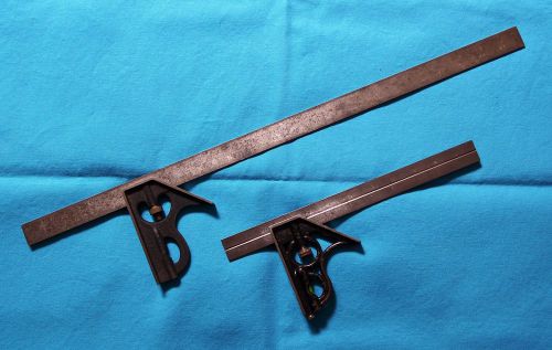 L.S. STARRETT 24&#034; RULE NO. 16R &amp; LUFKIN 12&#034; RULE NO. 4 W/ SQUARES - MADE IN USA