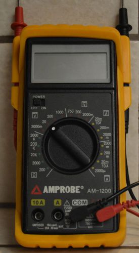 Amprobe Model AM-1200 Digital Hand-Held Multimeter DVM with Test Leads and Case