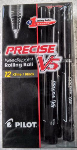 PILOT PRECISE V5 - Needlepoint Rolling Ball Pens,X Fine (0.5mm), Black, 12-count