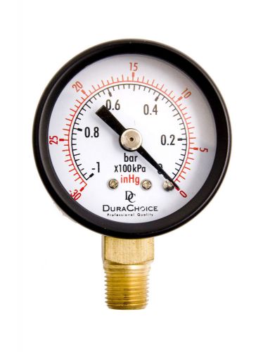 1-1/2&#034; utility vacuum pressure gauge - blk.steel 1/8&#034; npt lower mnt, -30hg/0psi for sale
