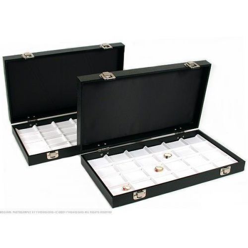 48 Slot Display White Faux Leather Tray Travel Case