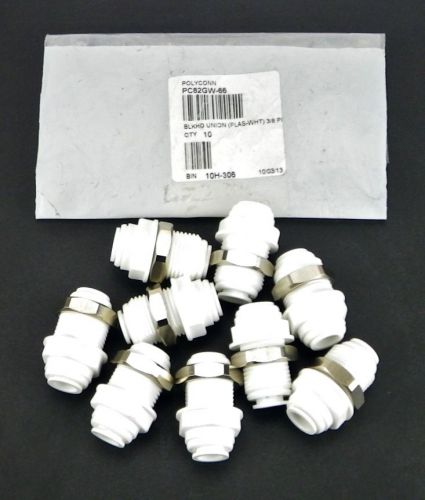 Polyconn Bulkhead Union 3/8&#034; Od Newloc Acetal Fitting PC82GW-66 9 Pack B13*