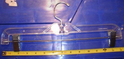 100 14&#034; clear pinch adult bottom pants hangers plastic swivel hook adjustable for sale