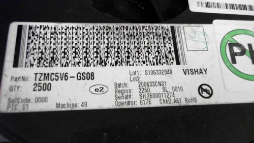 3955-PCS ZENER 5.6V 500MW VISHAY TZMC5V6-GS08 5V6GS08 TZMC5V6GS08