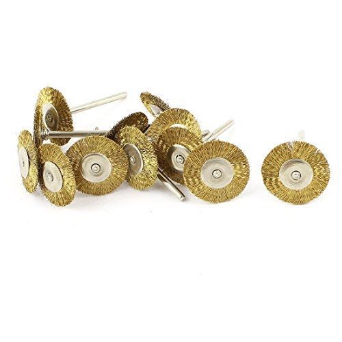 Uxcell 10 pcs 1/8inch shank 25mm wheel brass bristle brush for dremel tool for sale