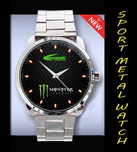 Kawasaki ME Motorcycle Sportbike Logo On Sport Metal Watch