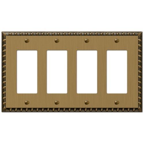 AmerTac Amertac 90R4BB Egg &amp; Dart Brushed Brass Cast Wall Plate, 4 Rocker