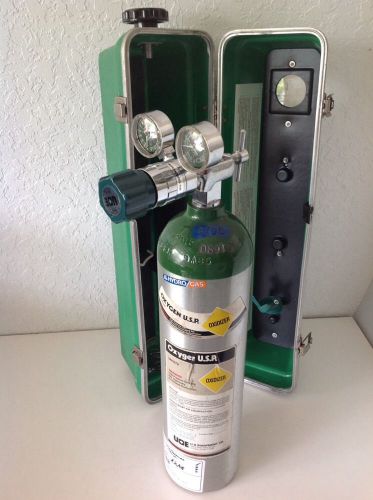 Uoe emergency oxygen case w/ un 1072 tank, uoe regulator w/ gauges, empty tank for sale