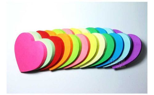 Random Seven PC 70*70 Rainbow Heart to Heart Bookmark Memo Sticky Note New