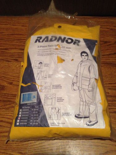 RADNOR 2XL YELLOW 0.32MM POLYESTER &amp; PVC 3 PIECE RAIN SUIT