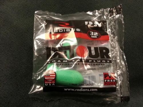 RADIANS DETOUR 32 NRR FOAM EAR PLUGS UNCORDED GREEN 1 BOX OF 200 FP30