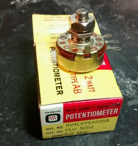 OHMITE TYPE AB 5M 5 Meg POTENTIOMETER RV4LAYSA505B NEW CLU5052 NIB NOS