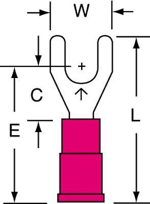 3M(TM) Scotchlok(TM) Fork, Vinyl Insulated Butted Seam MVU18-8FK, 22-18 AWG