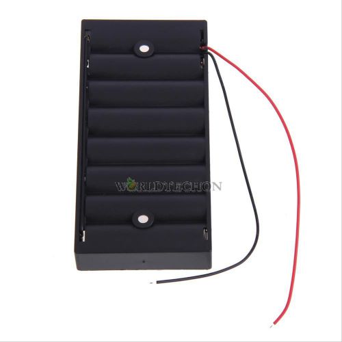 8 aa 2a 12v battery clip holder box case storage with 6 inches wire leads black for sale