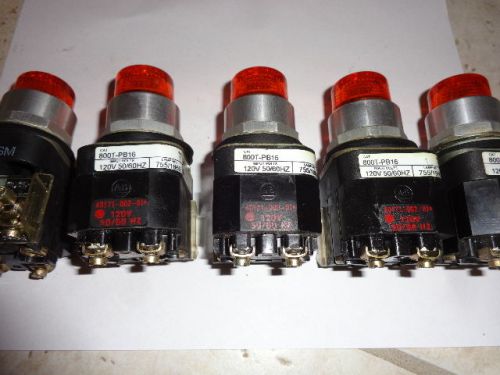 (5) ALLEN-BRADLEY 800T-PB16A SERIES T AMBER LENS ILLUMINATED PUSHBUTTONS