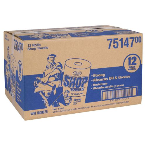 12 PACK Scott Shop Blue Paper Towel Rolls. Garage Oil Auto Car Mechanic Sheets