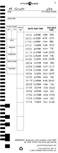 Pyramid 44100-10MB 1,000 Count Time Cards for 4000 &amp; 5000 Time Clocks - English