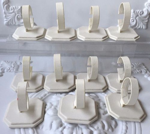 Lot/11 3.5&#034;H WHITE LEATHERETTE BRACELET WATCH BANGLE JEWELRY DISPLAY STAND