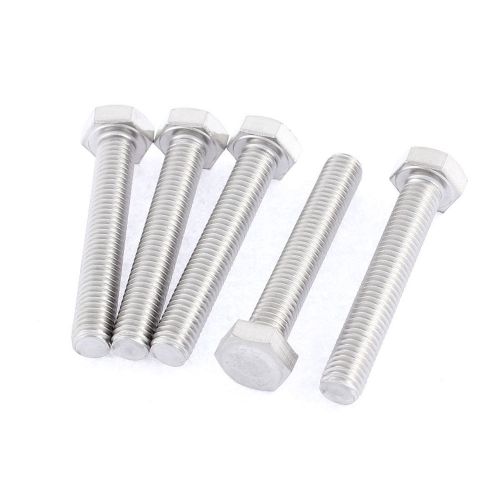 M8 x 50mm Metric 304 Stainless Steel Fully Threaded Hex Head Screw Bolt 5 Pcs