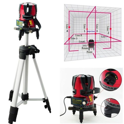 8 line Rotary Laser Beam Self Leveling Interior Exterior set + Tripod profession