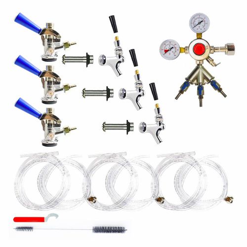 3 Tap Triple Kegerator Conversion Kit Beer Faucet w/2 Gauge Regulator 22960