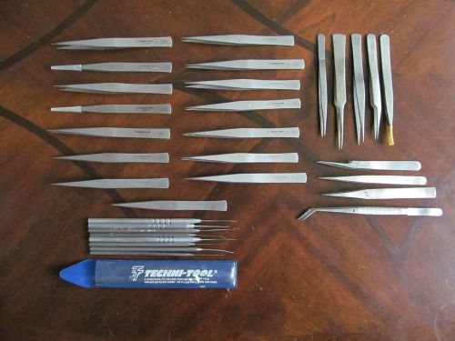 (24) techi tool excelta swanstrom antimagnetic precision tweezer pick lot for sale