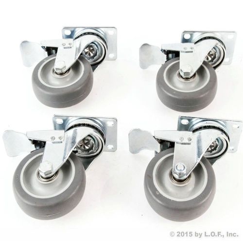 4 heavy duty caster set 4&#034; wheels all swivel all brake casters non skid no mark for sale