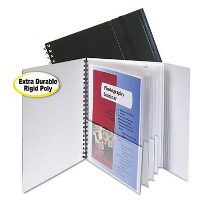 Eight-Pocket Portfolio with Security Flap, Polypropylene, 8 1/2 x 11, Black