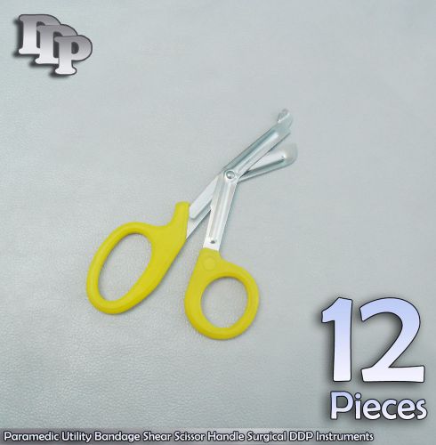 12 Pcs Paramedic Utility Bandage Shear Scissor 5.5&#034; Yellow Handle Surgical