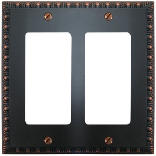 Amertac 90RRVB Egg &amp; Dart Aged Bronze Cast Wall Plate 2 Rocker Amerelle