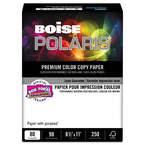 POLARIS Premium Color Copy Paper, 80lb, 98 Bright, 8-1/2 x 11, White, 250 Sheets