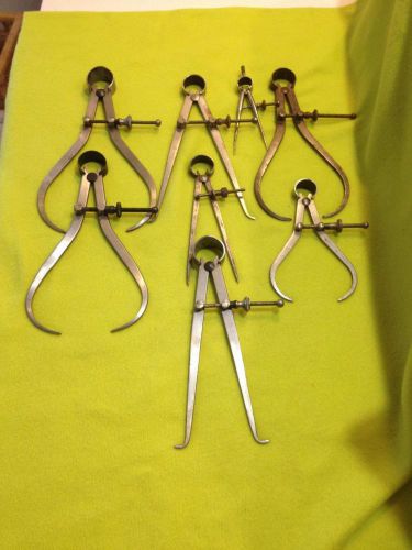 VINTAGE LOT OF 8 CALIPERS INSIDE OUTSIDE STARRETT CRAFTSMAN ALL SPRING LOADED