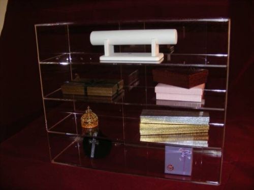 Four (4) Shelf Acrylic Display Case Multi Use 21&#034; x 8&#034; x 14&#034;H  MADE IN USA