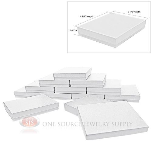 12 White Swirl Cardboard Cotton Filled Jewelry Gift Boxes 6 1/8&#034; x 5 1/8&#034; Box