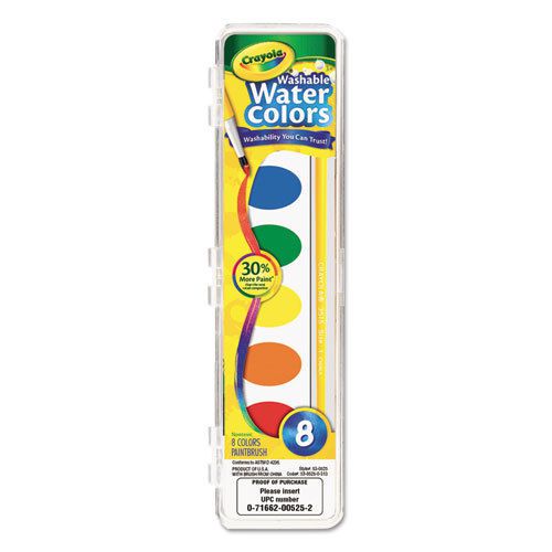 12 Pack-Crayola Washable Watercolor Paint 8 Assorted Colors