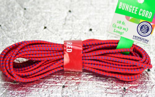 New red (blue stripes) bungee cord 18 feet long 5.49 m horizon group usa 54682c for sale