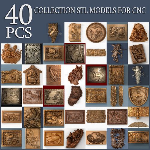 3d stl Model relief 40pcs Pack for CNC Router Artcam