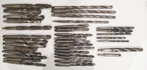 Lot of 36 Taper Shank HS Twist Drill Bits - Morse Cle Standard Chicago Latrobe