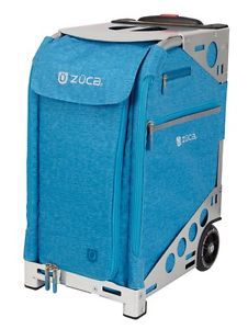 Zuca Professional Wheelie Case for Stenograph in Aqua with Silver Frame