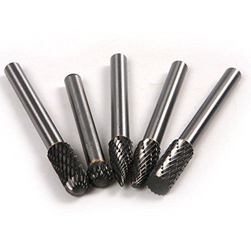 CycleMore 5pcs 1/4&#034; Tungsten Carbide CNC Engraving Cut Rotary Burr Set