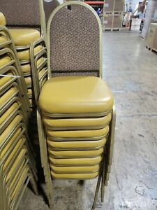 Used Banquet Chairs with Mustard Color Cushion (Lot of 46)