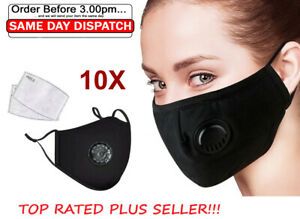 10X Adult Reusable Washable PM2.5 Respirator Anti-Fog Mask+20 Carbon Filter Pads